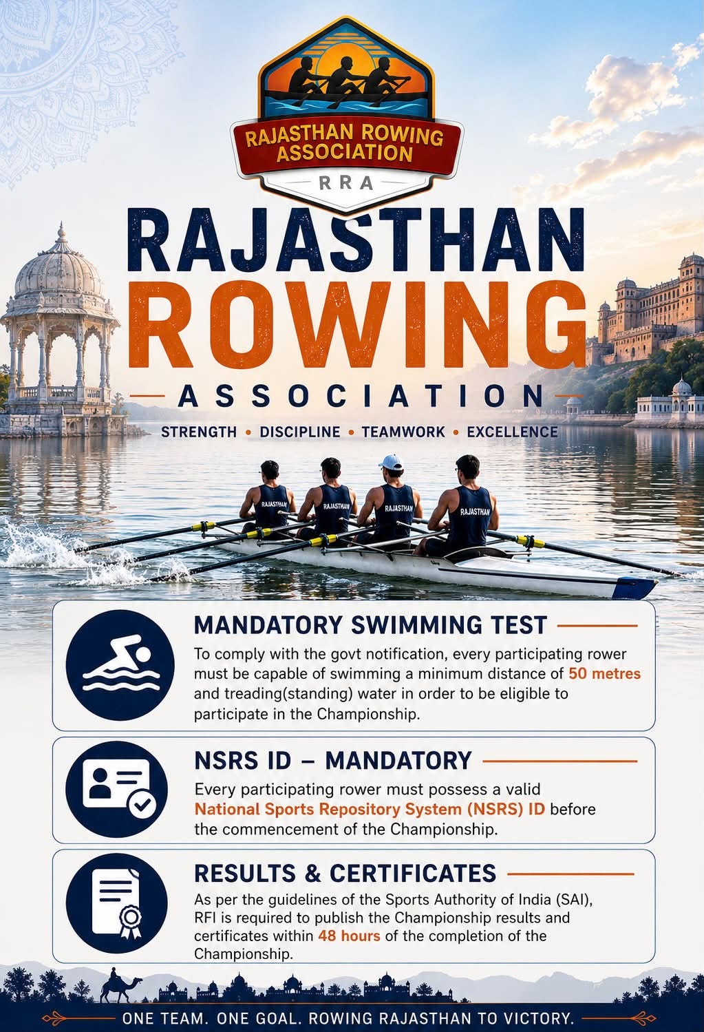 All rowers participating in the Championship are requested to carefully note the following mandatory requirements: